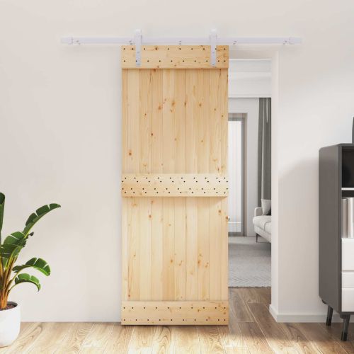 Преплъзваща се врата 80 x 210 cm Естествено и бяло