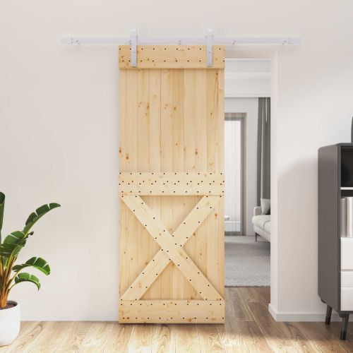 Преплъзваща се врата 80 x 210 cm Естествено и бяло
