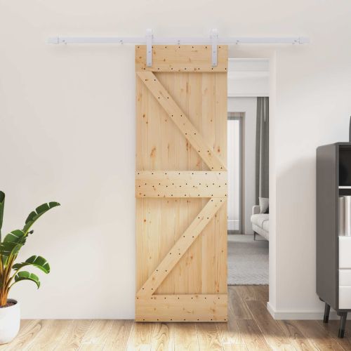 Преплъзваща се врата 70 x 210 cm Естествено и бяло