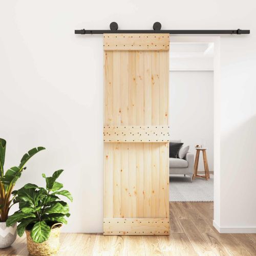 Преплъзваща се врата Естествено и черно 70 x 210 cm