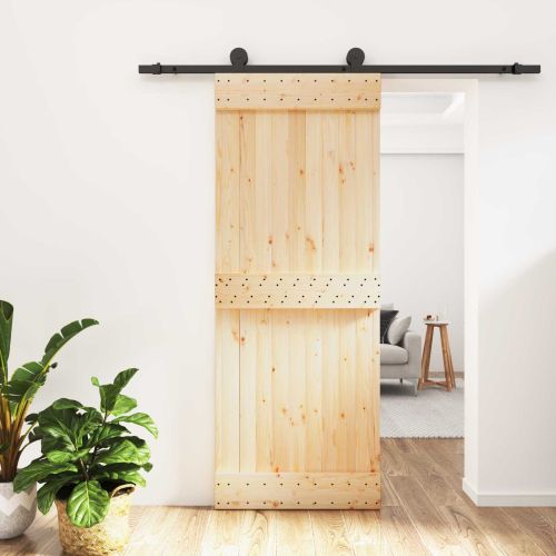 Преплъзваща се врата Естествено и черно 80 x 210 cm