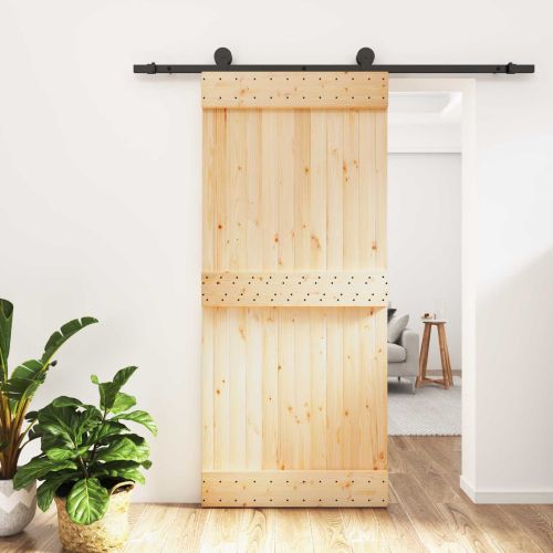 Преплъзваща се врата 90 x 210 cm Естествено и черно