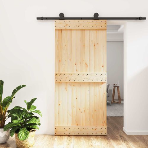 Преплъзваща се врата Естествено и черно 95 x 210 cm