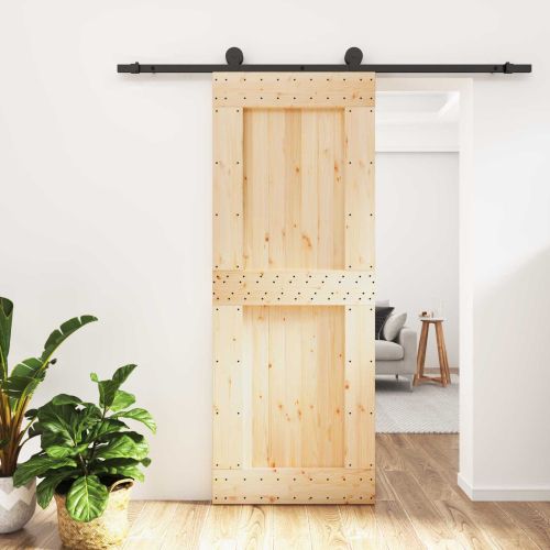 Преплъзваща се врата 80 x 210 cm Естествено и черно