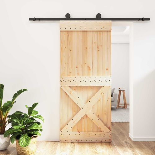 Преплъзваща се врата 90 x 210 cm Естествено и черно