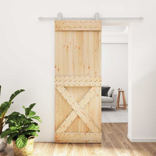 Преплъзваща се врата 80 x 210 cm Естествено и бяло
