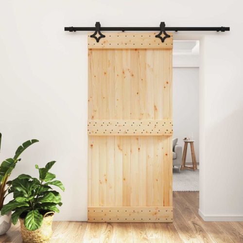 Преплъзваща се врата Естествено и черно 95 x 210 cm