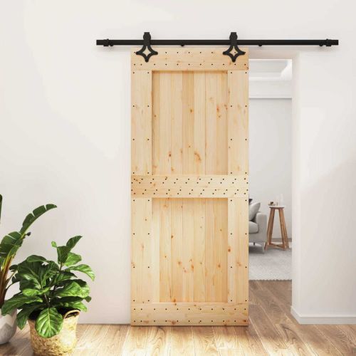 Преплъзваща се врата Естествено и черно 90 x 210 cm