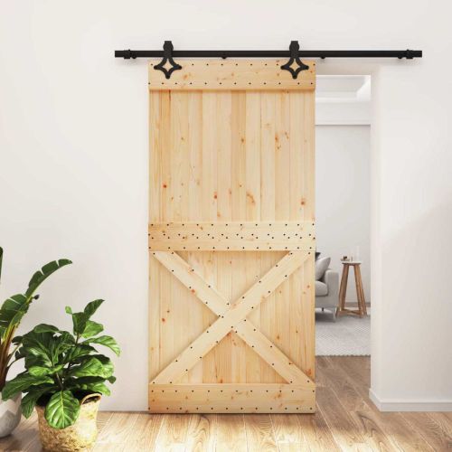 Преплъзваща се врата Естествено и черно 100 x 210 cm