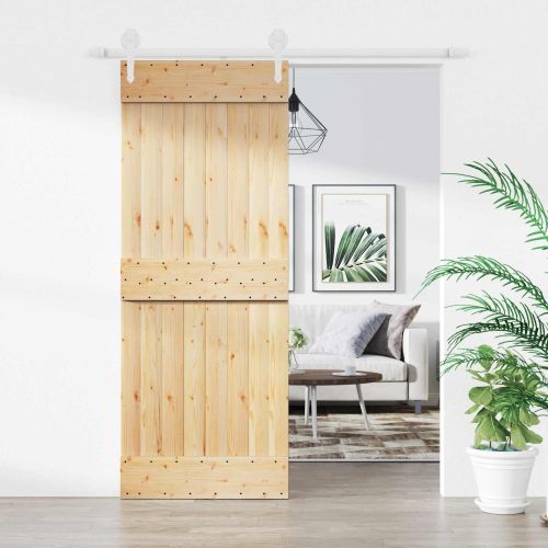 Преплъзваща се врата 80 x 210 cm Естествено и бяло
