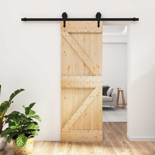 Преплъзваща се врата Естествено и черно 70 x 210 cm