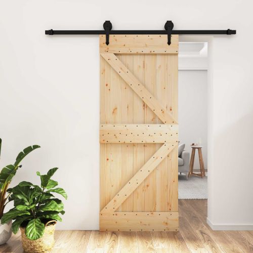 Преплъзваща се врата 85 x 210 cm Естествено и черно