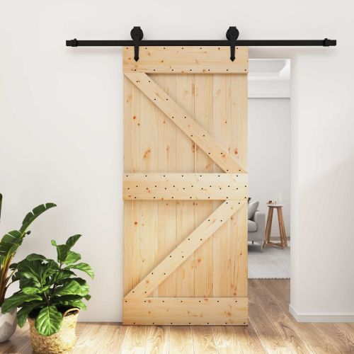 Преплъзваща се врата Естествено и черно 95 x 210 cm