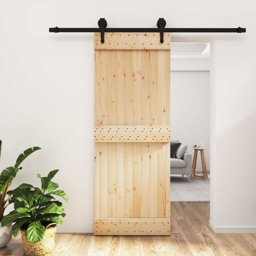 Преплъзваща се врата Естествено и черно 80 x 210 cm