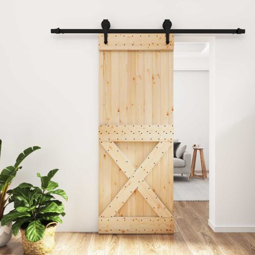 Преплъзваща се врата Естествено и черно 80 x 210 cm