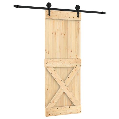 Преплъзваща се врата Естествено и черно 80 x 210 cm