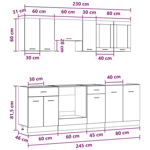 Кухненски единица Lyon 8 pcs Инженерно дърво
