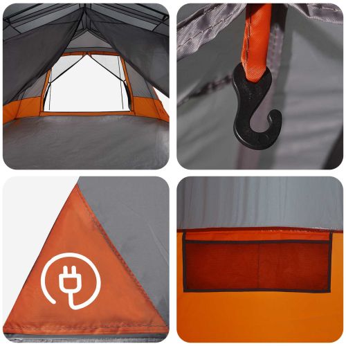 Бърза палатка 10-местен Сив и оранжев