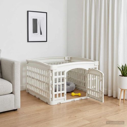 Игрална оградка за кучета с 4 панели 60 x 60 x 38 cm Пластмаса