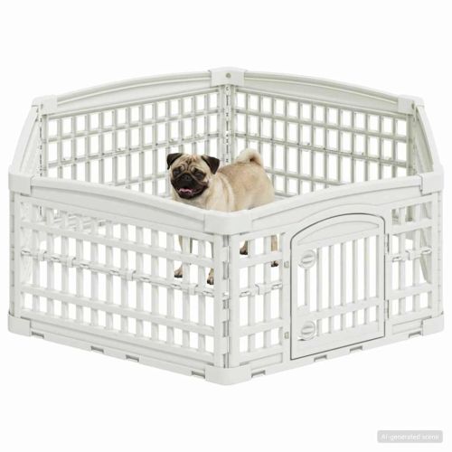 6 панелна играчка за кучета 122 x 106,5 x 40 см Пластмаса Бяло