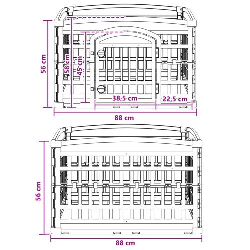 Игрална оградка за кучета с 4 панели 88 x 88 x 56 см Пластмаса