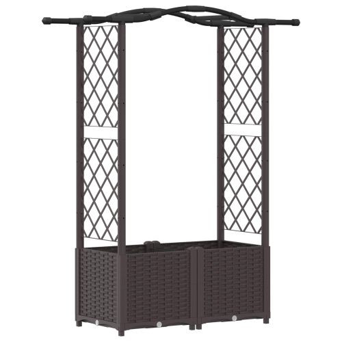 Повдигнато легло с решетка и покривка Кафяво 125 x 40 x 138 см