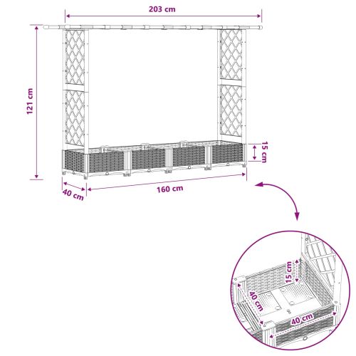 Повдигнато легло с решетка и покривка Кафяво 203 x 40 x 121 см