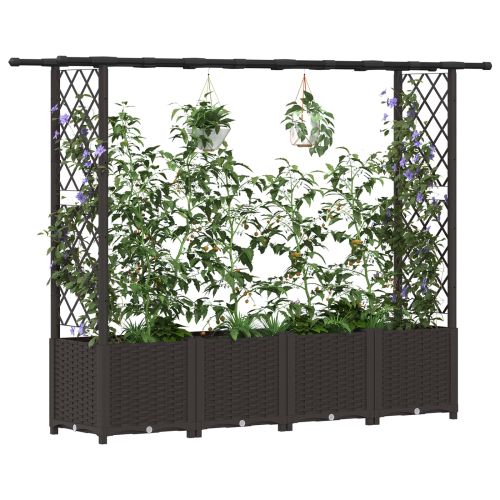 Повдигнато легло с решетка и покривка Кафяво 203 x 40 x 136 см