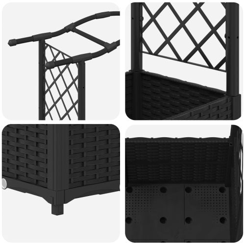 Повдигнато легло с решетка и покривка Черно 164 x 40 x 138 см