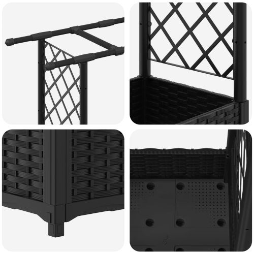 Повдигнато легло с решетка и покривка Черно 164 x 40 x 121 см