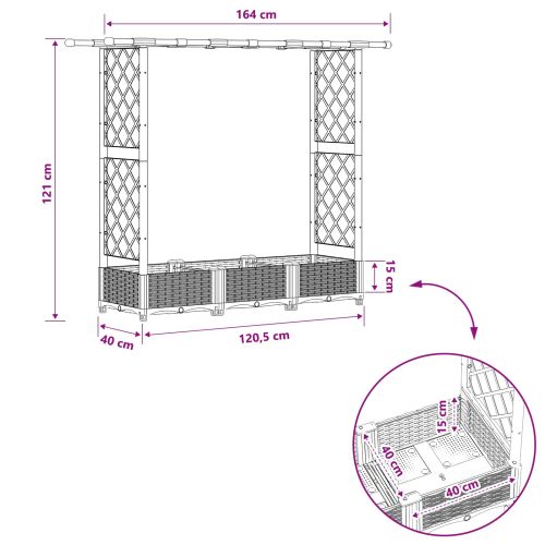 Повдигнато легло с решетка и покривка Черно 164 x 40 x 121 см