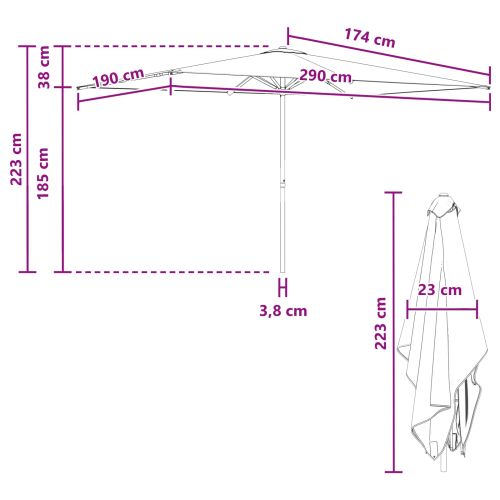 Градински парасол 200 x 300 cm Полиестер Правоъгълна