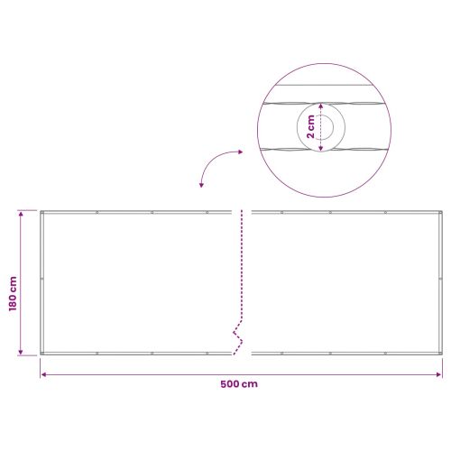 Прозорец за балкон 180 x 500 cm Тъкан с PU покритие