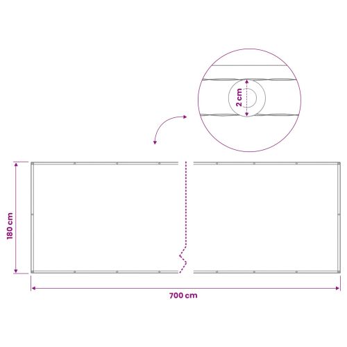 Прозорец за балкон 180 x 700 см Тъкан с PU покритие