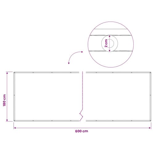 Прозорец за балкон 180 x 600 cm Тъкан с PU покритие Таупе