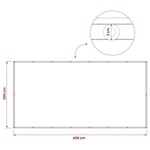 Прозорец за балкон 200 x 400 cm Тъкан с PU покритие Жълто