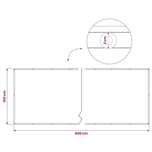 Прозорец за балкон 150 x 600 cm Тъкан с PU покритие