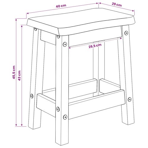 VidaXL Бар стол EKAI 2 pcs Черно 40 x 29 x 45,5 см