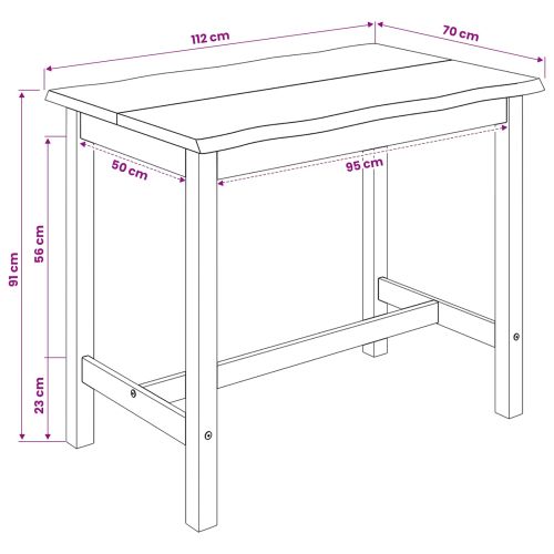 VidaXL Висока бар маса EKAI Бяло 112 x 70 x 91 см