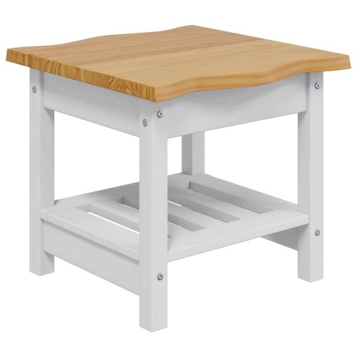 VidaXL Странична маса с рафт EKAI Бяло 50 x 50 x 45,5 см