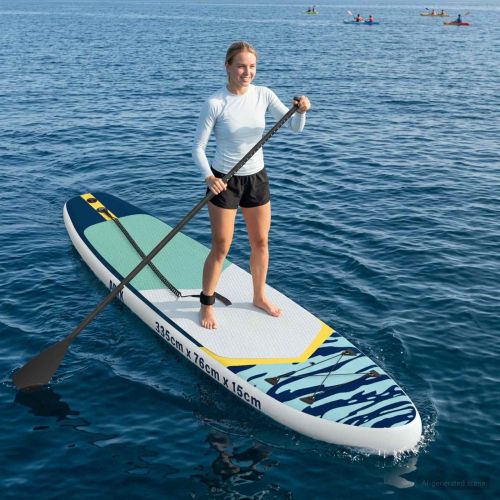 Надуваема дъска за сърф APEX 335 x 76 x 15 см Синьо за