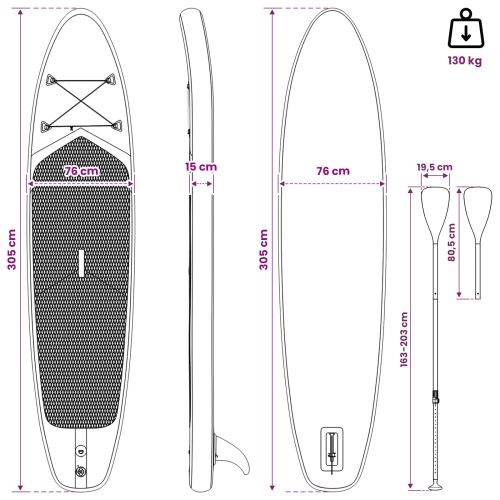SUP дъска с място 2 в 1 APEX 305 x 76 x 15 cm Синьо