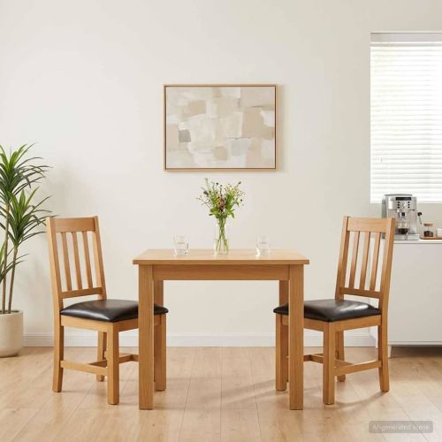 Трапезен стол VENLO 2 pcs Масивен дъб Черно 45 x 53 x 92 см