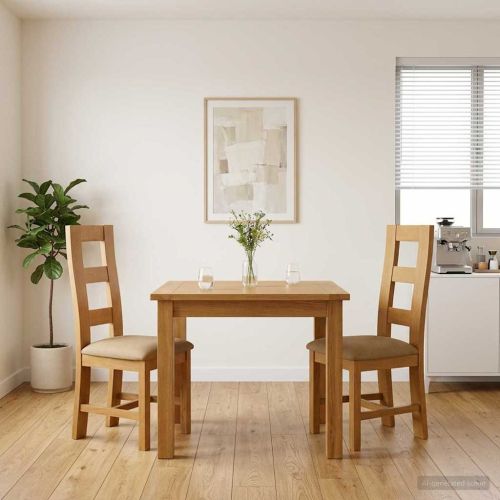Трапезен стол 2 pcs Масивен дъб Бежово 45 x 51 x 105 см