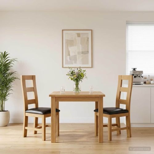 Трапезен стол 2 pcs Масивен дъб Черно 45 x 51 x 105 см
