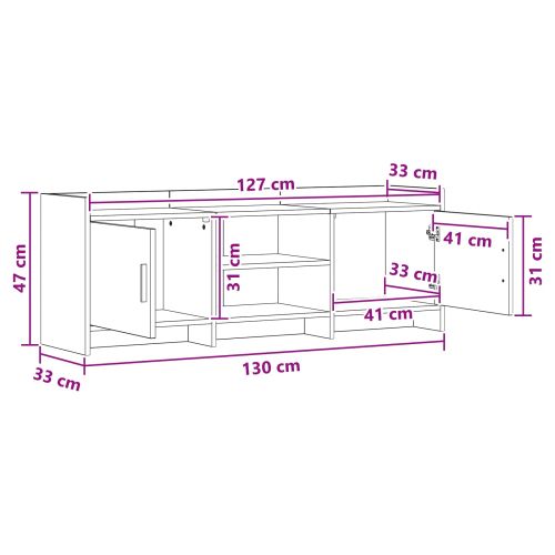 ТВ шкаф 130 x 33 x 47 см Черен дъб Инженерна дървесина