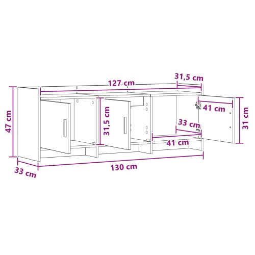 ТВ шкаф 130 x 33 x 47 см Опушен дъб Инженерна дървесина