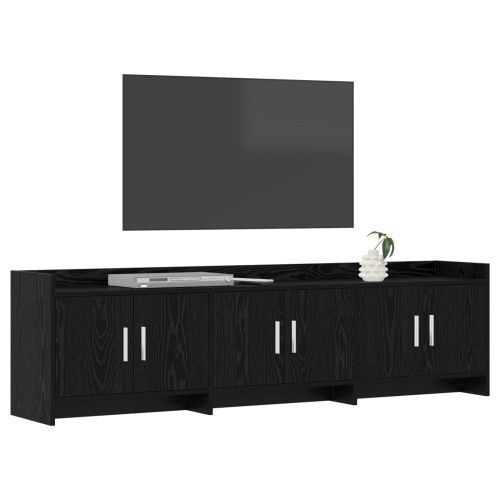ТВ шкаф 168 x 33 x 47 см Черен дъб Инженерна дървесина