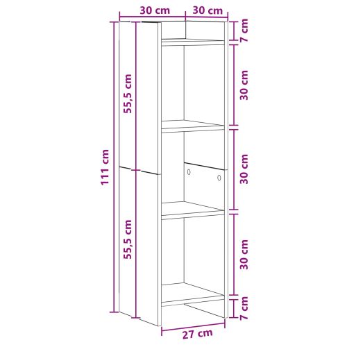 Библиотека Бяло 30 x 30 x 111 см Инженерна дървесина