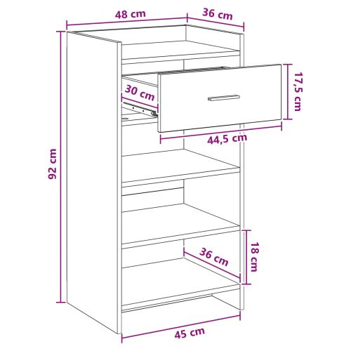 Шкаф за обувки Черен дъб 48 x 36 x 92 см Инженерна дървесина